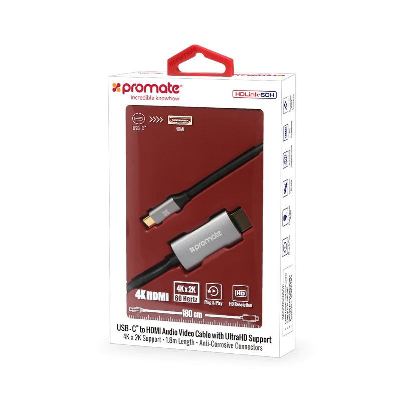PROMATE HDLINK-60H USB-C to HDMI Audio Video Cable with UltraHD Support PROMATE HDLINK-60H USB-C to HDMI Audio Video Cable with UltraHD Support